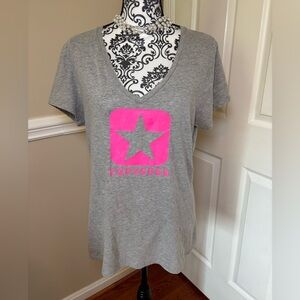 Converse women’s - Heather Gray Tee with hot Pink Logo, size XL